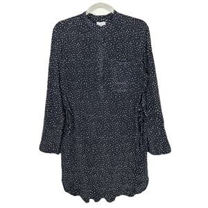 Grey jason wu Sz 6 silk modern polka dot black & beige tunic waist defining ties